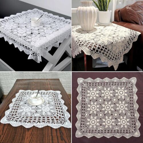 Vintage Cotton Lace Crochet Tablecloth Embrodiry Pastoral Hollow Table Cover - Picture 1 of 48