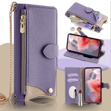 For Motorola G Stylus/Pure/Power/Play Crossbody Chain Zipper Card Stand Case