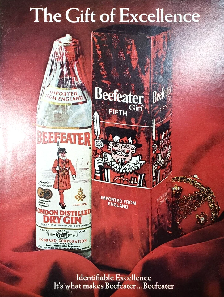 PRINT AD Beefeater Gin 1970 Gift of Excellence London Distilled 10.5x13 - Image 1 of 1