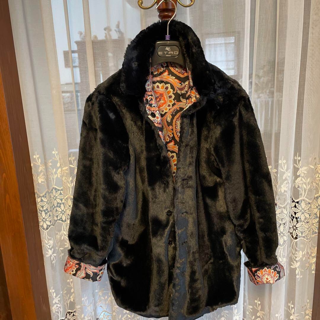 ETRO Reversible Jacket Coat Size 40 M Length 27.5in Fur coat New