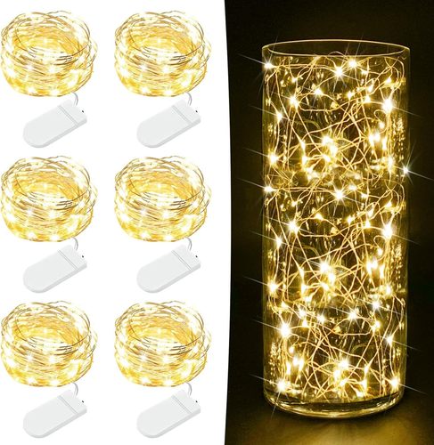 6 Pack Fairy Lights Battery Operated - 7Ft 20 LED Twinkle Lights Copper Wire Min - Picture 9 of 12