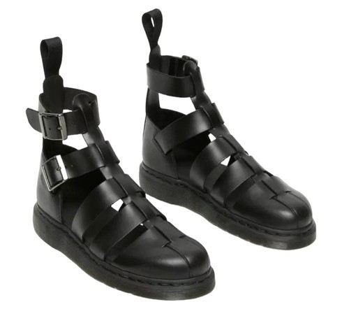 Dr. Martens Geraldo Strap Black Leather Gladiator Sandals USM 11/ USW 12 / 45