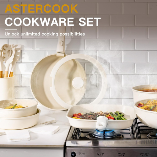 23 Pcs Pots and Pans Set Non Stick, Ceramic Cookware Set Detachable Handle, RV K - Picture 7 of 12