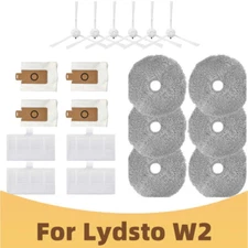 Dust Bag+Rag+Filter+Main/Side Brush Wipe Set Cleaner For Lydsto W2 Replacement
