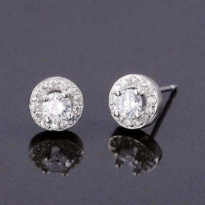 3mm - EES205 pair Gold Color Plated Stainless Steel Bezel-Set Round Circle Stud Earrings w// Hyacinth Stellux Crystals