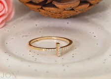 14K Gold Natural Diamond Holy Cross Crucifix Ring-Gifting For Christmas