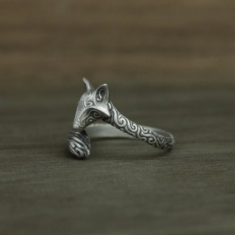 Silver Fox Ring | Adjustable Animal Jewelry | Viking Norse Mythology Gift - Image 3 of 4
