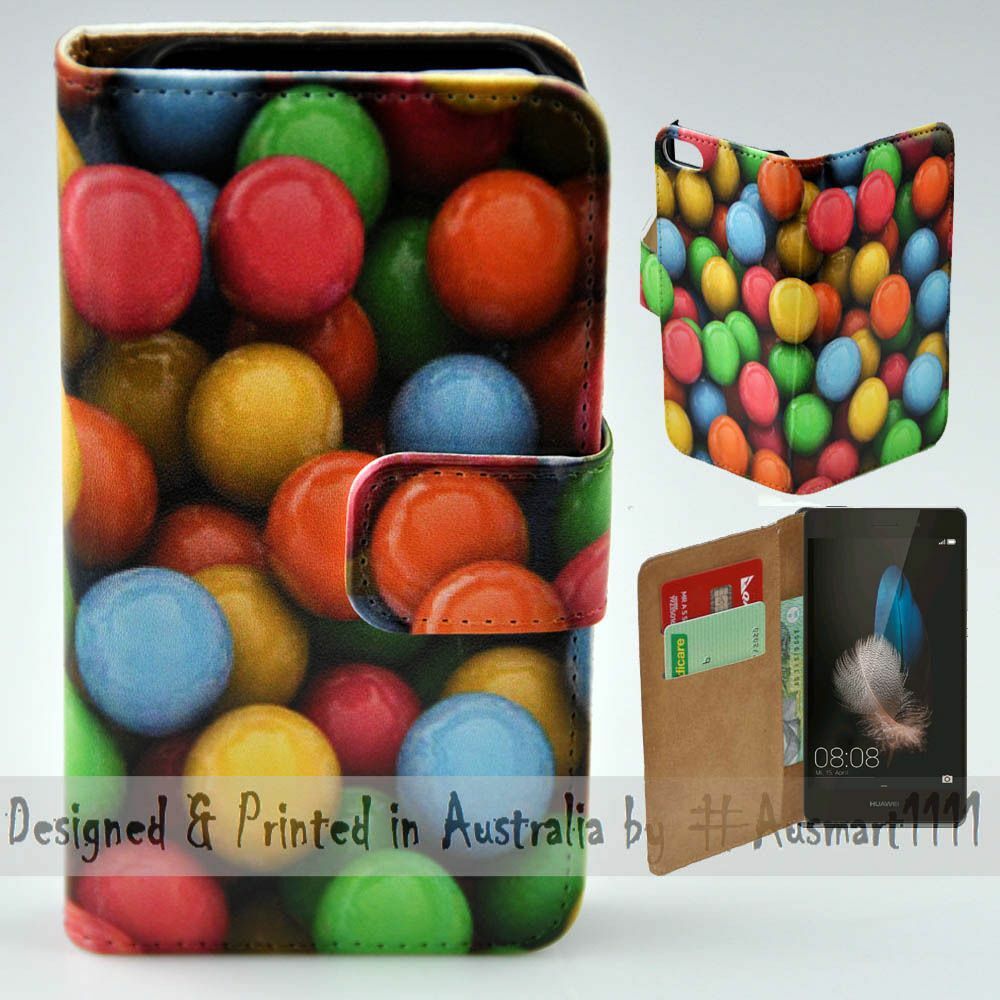 For Huawei Series Colourful Bubblegum Theme Print Wallet Mobile Phone Case Cover