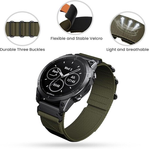 Quick Fit Nylon Band Strap For Garmin Fenix 3HR 5 5X 6 6X 7 7X Pro Mk1 Mk2i Mk3i - Picture 12 of 29