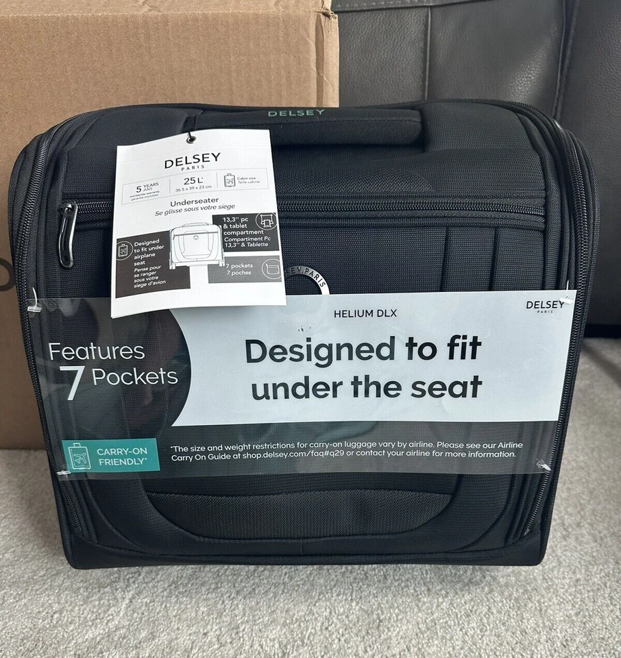 DELSEY Paris Helium DLX Softside Luggage Upright Under-Seater Carry on 15" Black - Image 2 of 4