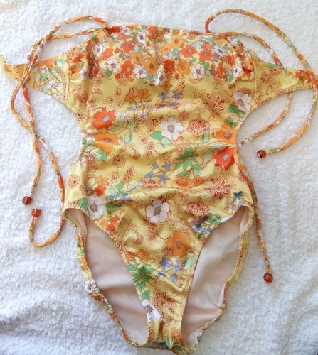 Miulan Floral Embroidered One-Piece Swimsuit Japan Made Size M Adorable Back - Picture 10 of 14