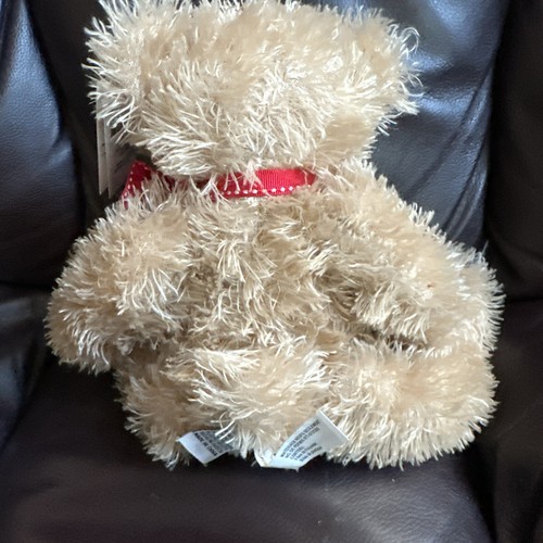 Ganz Murdoch Tan Plush 11” Classic Stuffed Animal Toy Red Bow new with tag - Picture 4 of 24