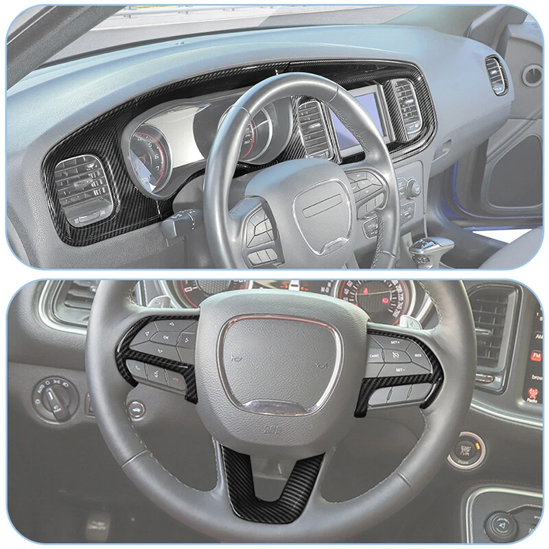 20x Carbon Fiber Interior Steering Center Console Trim Kit for Dodge Charger 15+ - Image 4 of 4