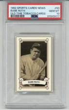 1992 SPORTS CARDS NEWS OLD TIME TOBACCO CARDS #50 BABE RUTH YANKEES PSA 10 RARE