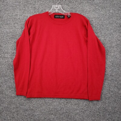 VINTAGE Linda Allard Ellen Tracy Sweater Womens Small Petite Red Merino Wool USA