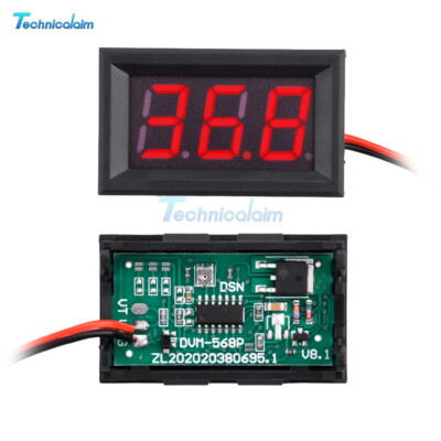 Mini DC 5V-120V Voltage Meter Voltmeter Red LED Panel 3-Digital Display 2 Wire