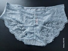 NWT Victoria's Secret Blue Sparkle Ribbed Lace Back Cheeky Panty Medium 1266