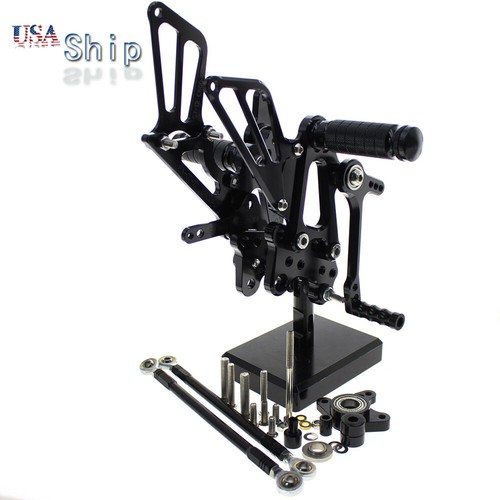 CNC Black Footpegs Rearsets Foot Pegs For Honda CBR1000RR 2004-2005 2006 2007 - Picture 2 of 6