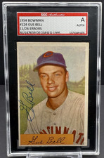 1954 Bowman Gus Bell SGC Authentic Auto Cincinnati Redlegs #124 Errors     cc17