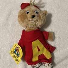 Vintage 1983 Alvin Chipmunks Plush Doll Alvin Red Shirt Original Hang Tag 10  