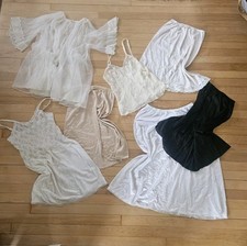 Lot of 7 Vintage 70s-80s Nightgowns Peignoirs Nylon Poly Maxi Mini Floral Lace