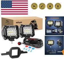 2 Pcs 4 Inch 60W Led Pods with 2 Inch Tow Hitch Mounting Brackets Backup Reve...