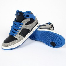 AMP High Top Shoes in Silver/Royal Famous Stars and Straps (FMS) Y2k Skateboard 