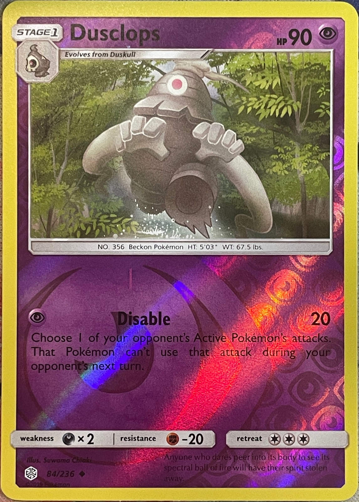 Dusclops Reverse Holo - 84/236 - Cosmic Eclipse Pokemon 2019