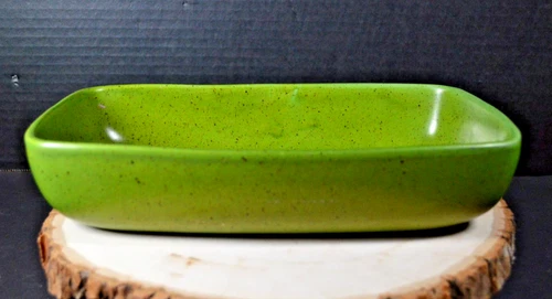 Vintage Haeger USA Green 3514 Rectangle Pottery Planter Dish