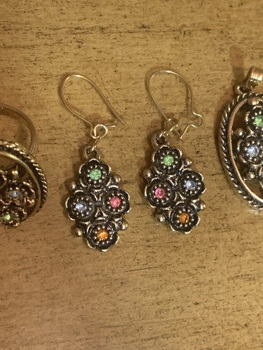 Vintage Emmons Strass Blume Anhänger, Ohrringe, Ring Parure Set - Bild 2 von 9