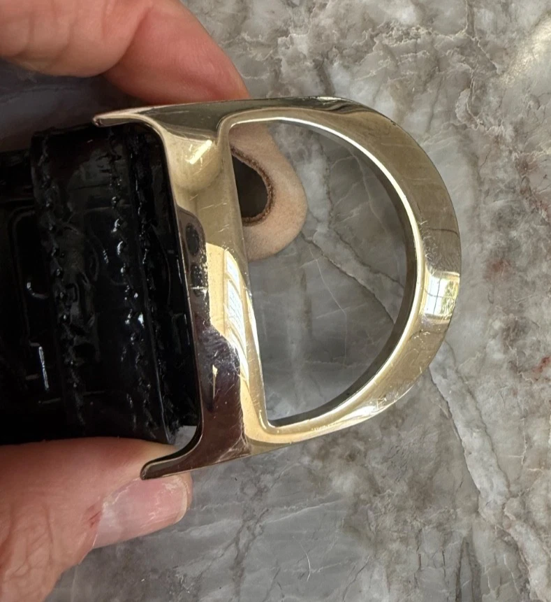 Cinturón DIOR Negro Logo Charol Talla 80 Christian Dior Plata D Hebilla Foto 3 de 4