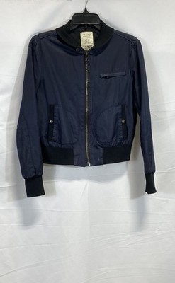 Rag & Bone Women's Navy Blue Cotton Bomber Jacket Full Zip Sz 4