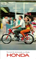 Couple Riding a Honda MOTORCYLE Chrome Advertising Postcard