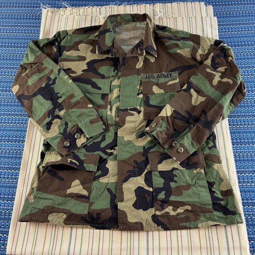 Vintage US Army Jacke Herren Large Long BDU Combat Coat Military 90s Camo