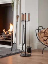 Faux Leather Fireside Accessory Set Fireplace Tools Home Decor