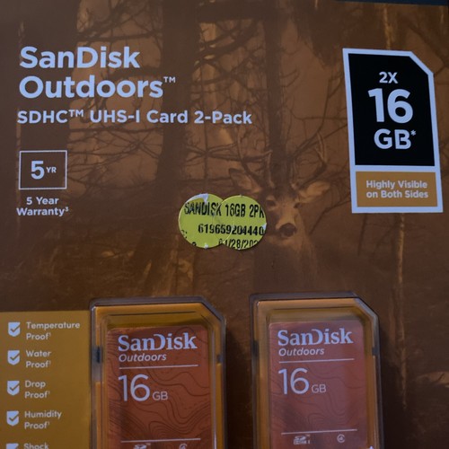 SanDisk OUTDOORS SDHC UHS-I CARD 16GB 2 Pack- NEW - Picture 4 of 6