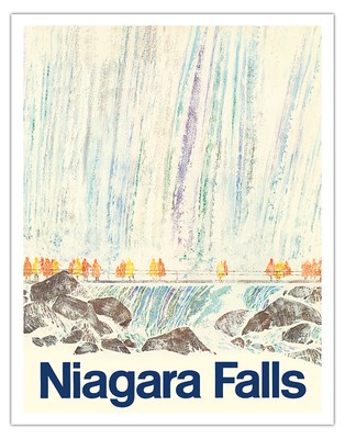 Niagara Falls - New York, Canadian Boarder - Vintage Airline Travel Poster 1968