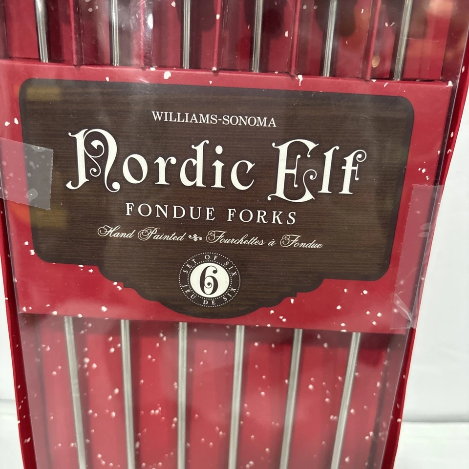 Williams-Sonoma Nordic Elf Hand Painted Fondue Forks Set of 6 - Image 2 of 4