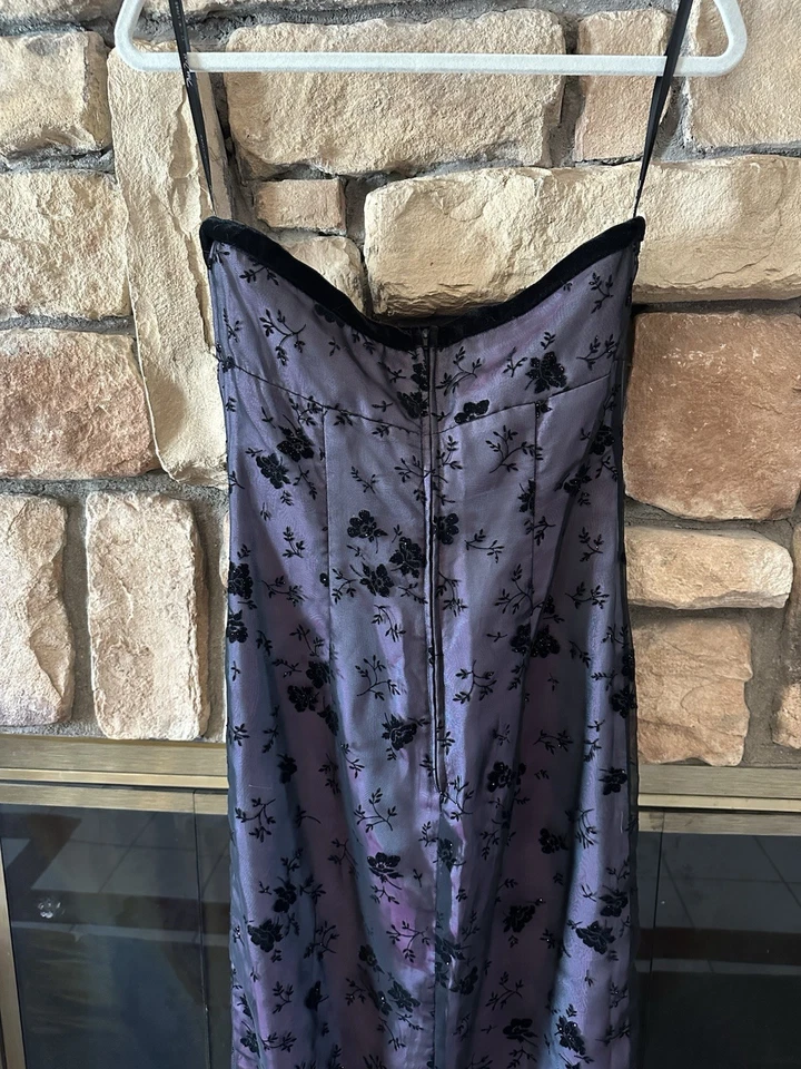 VTG 90s Zum Zum Gothic Layered Floral Velvet Purple Black Maxi Dress Size 9/10 - Image 4 of 4