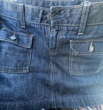 Y2K Gap Denim Mini Skirt Dark Wash Front Flap Pockets Sz 10 Mint Condition Retro