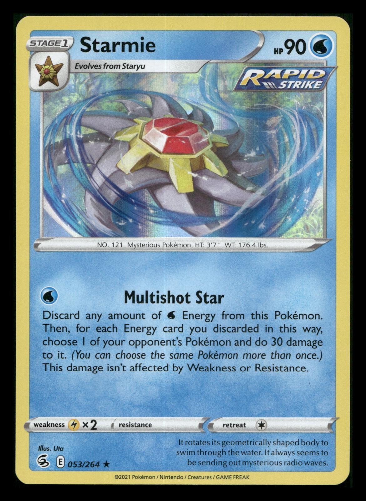 STARMIE 053/264 RARE HOLO FUSION STRIKE POKEMON NEAR MINT