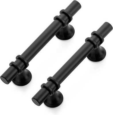 Ravinte 5 Pack Matte Black Cabinet Pulls 5in 3in Hole Center T-Bar Handles