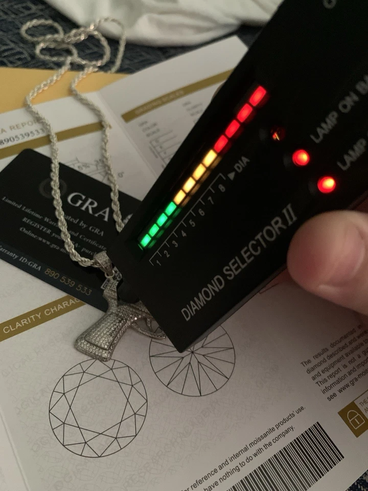 Pistola colgante de mossanita de plata 925 italiana piedras preciosas naturales 🔥 Foto 2 de 4