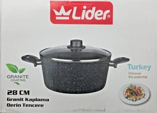 Stock Pot with Lid 6.7 Quart Cooking Pot Nonstick Granite coated, Soup pasta Pot