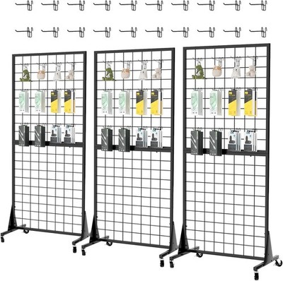 Display Grid Rack 3 Pcs 5.5 ft Panel Detachable Stand Craft Art Gridwall Tower