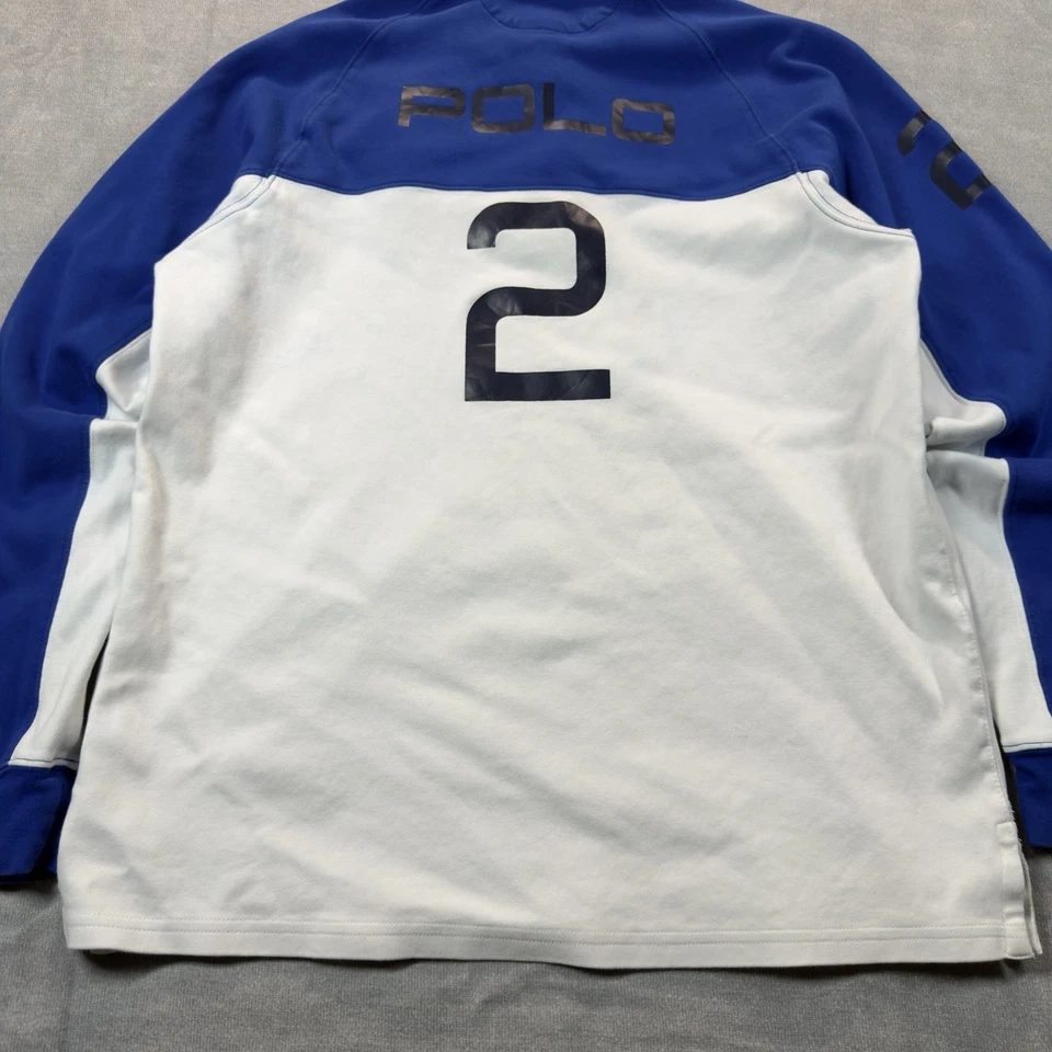 Polo Ralph Lauren Shirt Boys XL 18/20 Rugby Blue White Color Block Big Red Pony - Image 4 of 4