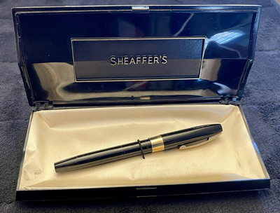 NIB Black Sheaffer's 14k Gold Imperia Touchdown W/Box Fountain Pen Vintage NOS