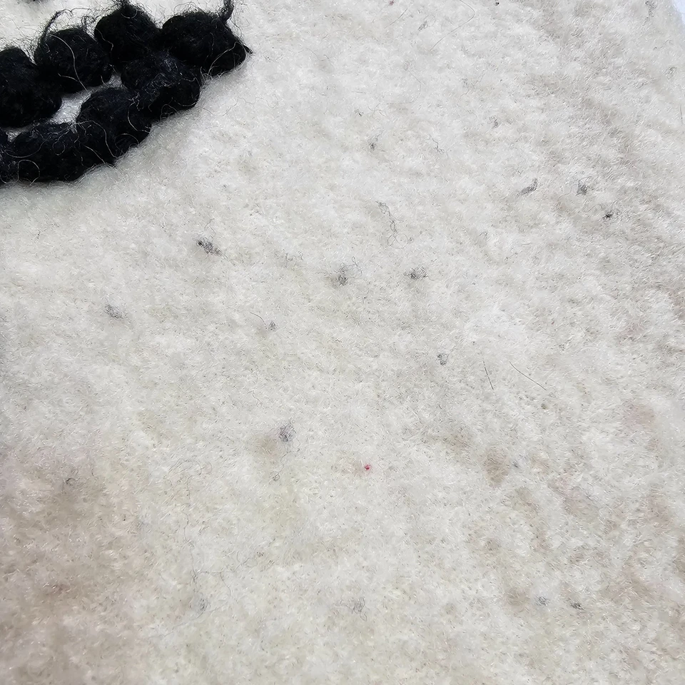 Kenar 100% 羊毛刺绣外套女式 M-奶油色和黑叶设计-阅读 — 第 4/4 张图片