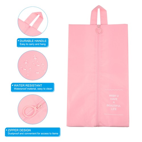 2Pcs Waterproof Shoes Bags Travel Storage Shoes Organizer with Zipper Pink - Imagen 3 de 7