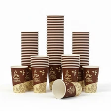 [12oz]  50-1000 Pack Unicup Paper Cups Coffee Bean Design for Cold/Hot Drinking